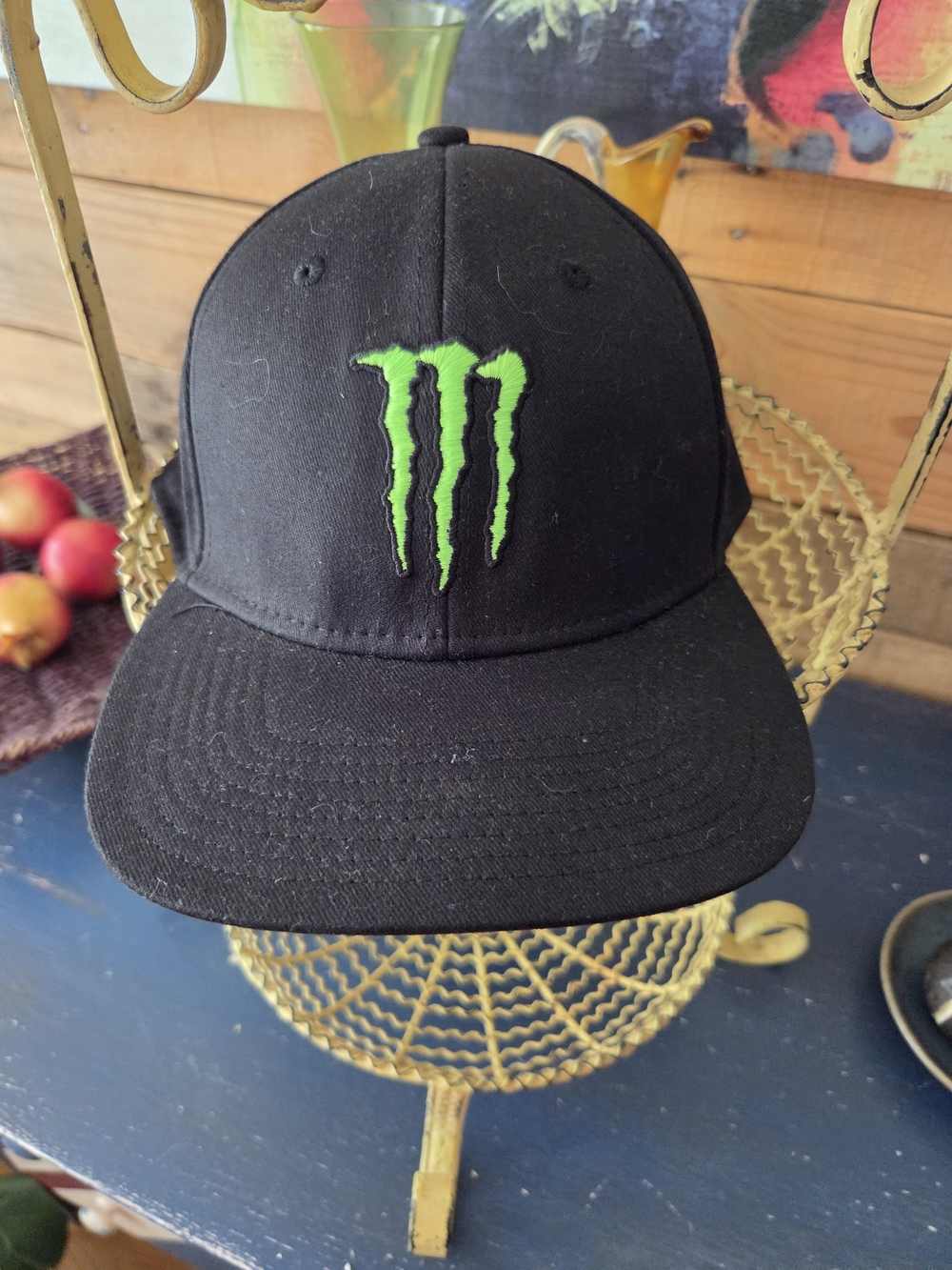 Black  Monster Energy Adjustable Back  Hat with Green Logo